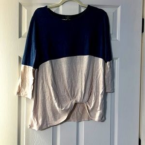 Blue and Tan knotted Sweater